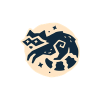 cherouais logo: a starry raccoon in black on a tan background.